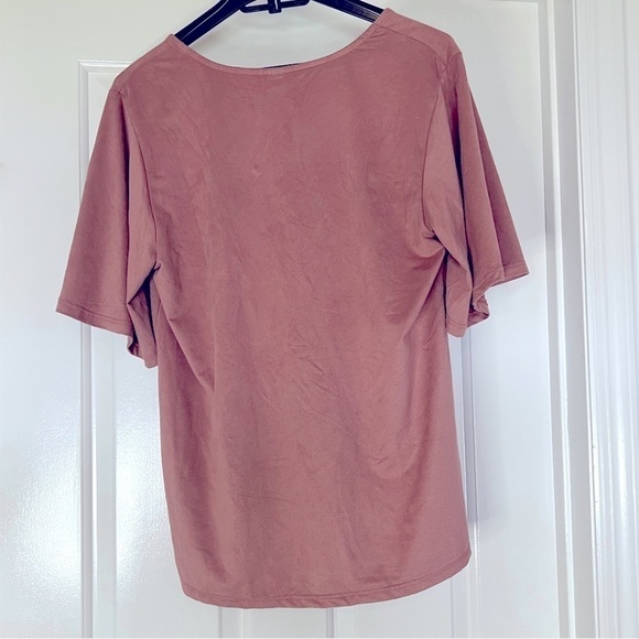 Altar’d State Rose Pink Faux Suede V-neck Top Size Small - Picture 3 of 4